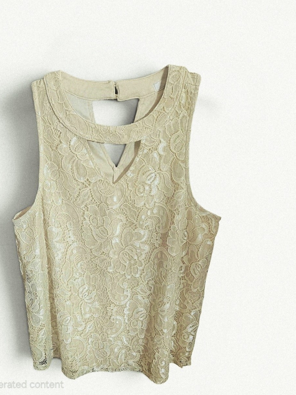 Maurices Cream Lace Tank Top Cutout Keyhole Sleeveless BlouseSize M